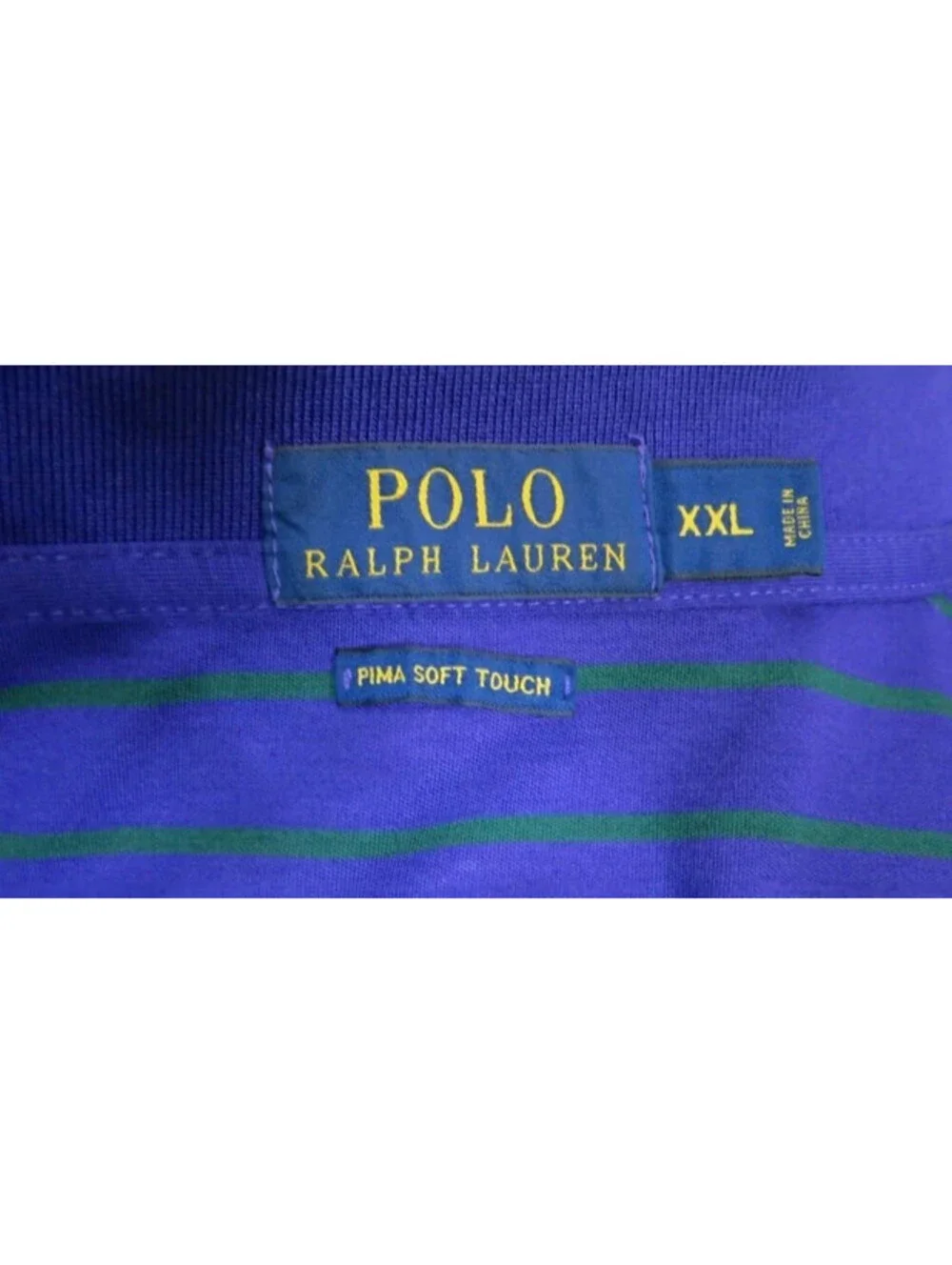 Polo Ralph Lauren Men's 2XL Purple Green Striped Cotton Polo Short Sleeve Shirt